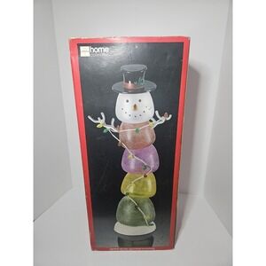 Lighted Acrylic Gumdrop Snowman Christmas Decor Box Vtg JCPenney Home Collection